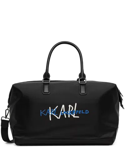 Karl Lagerfeld Logo-print Holdall Bag In Black