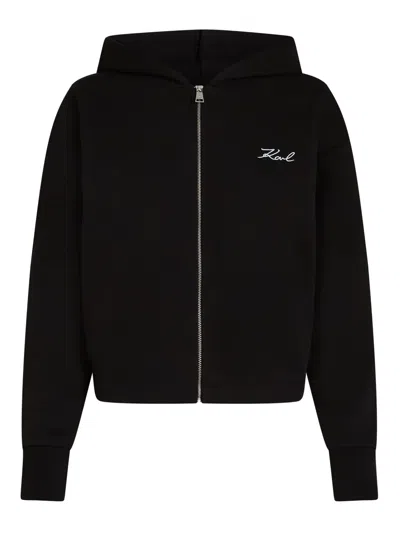 Karl Lagerfeld Logo-print Hoodie In Black