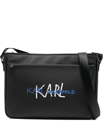 Karl Lagerfeld Logo-print Laptop Bag In Black