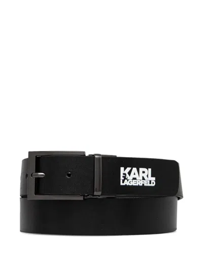 Karl Lagerfeld Logo-print Leather Belt In Black