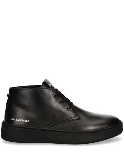 Karl Lagerfeld Logo-print Leather Boots In Black