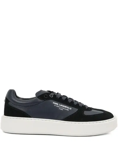 Karl Lagerfeld Logo-print Leather Sneakers In Black