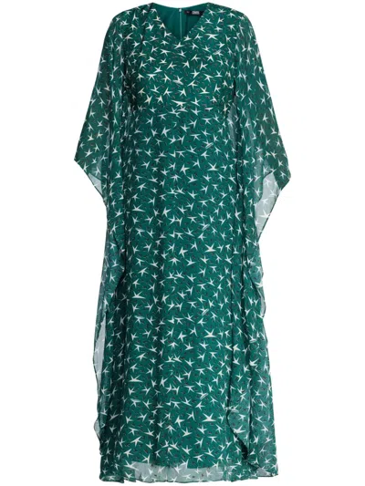 Karl Lagerfeld Logo-print Maxi Dress In Green