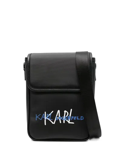 Karl Lagerfeld Logo-print Messenger Bag In Black
