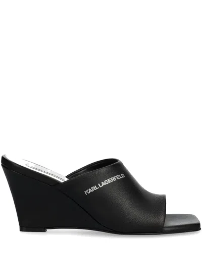 Karl Lagerfeld Logo-print Mules In Black