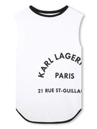 Karl Lagerfeld Kids' Logo-print Organic-cotton Dress In White