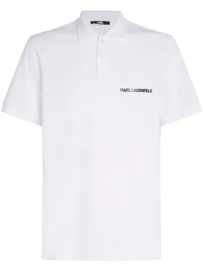 Karl Lagerfeld Logo-print Polo Shirt In Light Grey