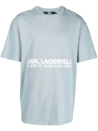 Karl Lagerfeld T-shirt Aus Bio-baumwolle Mit Print In Blue