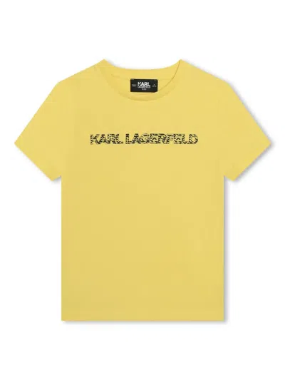 Karl Lagerfeld Kids' Logo-print Organic Cotton T-shirt In Yellow