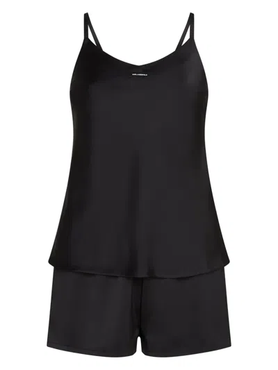Karl Lagerfeld Logo-print Pyjama Set In Black