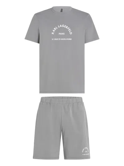 Karl Lagerfeld Logo-print Pajamas In Gray
