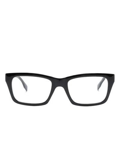 Karl Lagerfeld Logo-print Rectangle-frame Glasses In Black