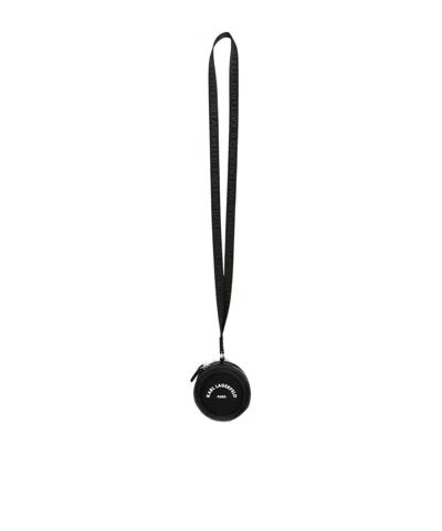 Karl Lagerfeld Logo-print Round Coin Purse In Black