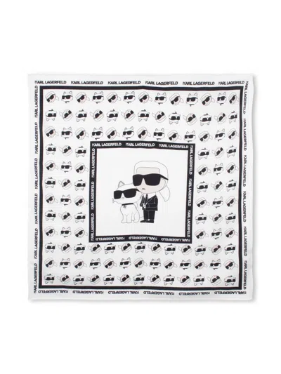Karl Lagerfeld Kids' Logo-print Scarf In 白色