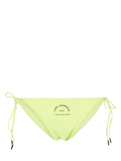 Karl Lagerfeld Logo-print Self-tie Bikini Bottoms In Green