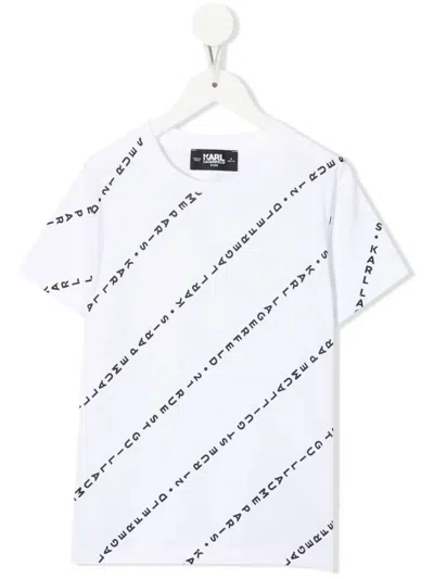 Karl Lagerfeld Kids' Logo-print Short-sleeve T-shirt In White