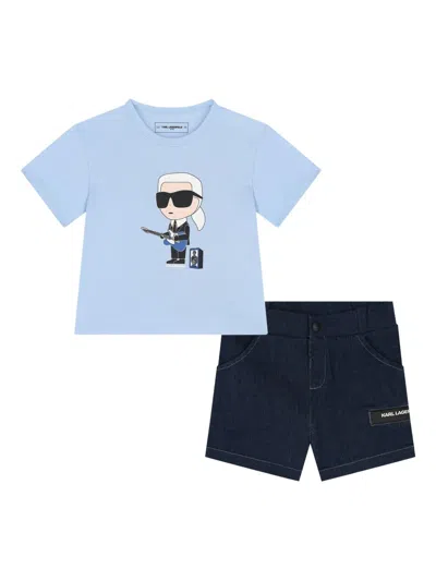 Karl Lagerfeld Kids' Logo-print Shorts (set Of Two) In Blue
