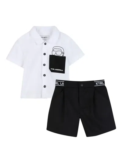 Karl Lagerfeld Babies' Logo-print Shorts Set In White