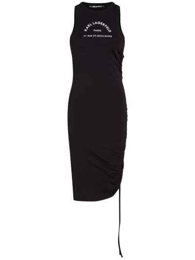 Karl Lagerfeld Logo-print Sleeveless Dress In Black