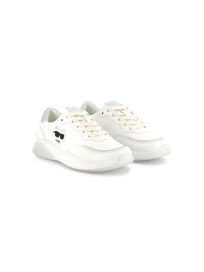 Karl Lagerfeld Kids' Logo-print Sneakers In White