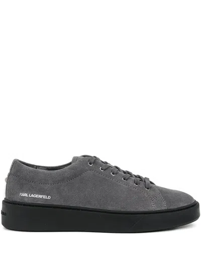 Karl Lagerfeld Logo-print Suede Sneakers In Gray