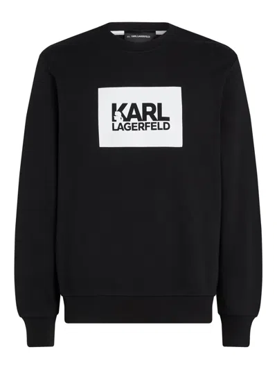 Karl Lagerfeld Logo-stamp Long-sleeve Sweatshirt In Black