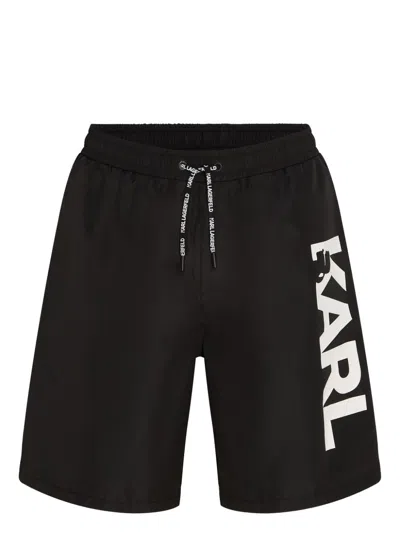 Karl Lagerfeld Logo-print Swim Shorts In 999