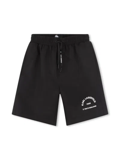 Karl Lagerfeld Kids' Logo-print Swim Shorts In Black