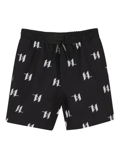 Karl Lagerfeld Kids' Logo-print Swim Shorts In Black