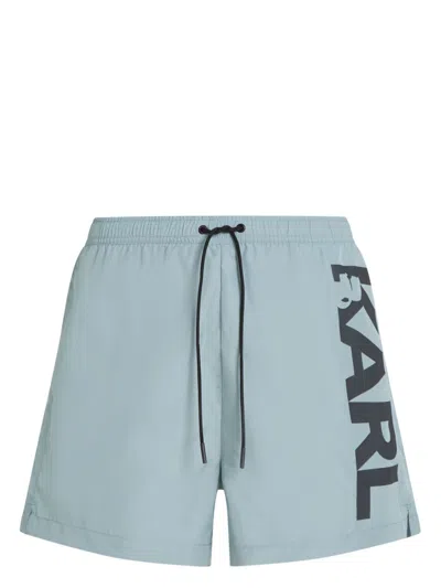 KARL LAGERFELD LOGO-PRINT SWIM SHORTS