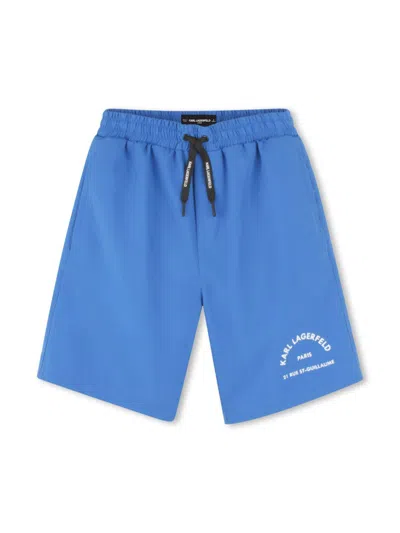 Karl Lagerfeld Kids' Logo-print Swim Shorts In Blue