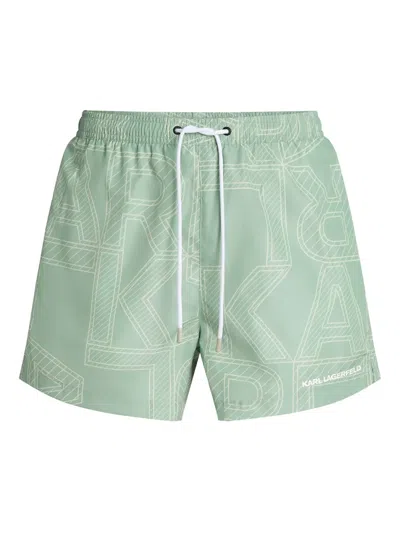 KARL LAGERFELD LOGO-PRINT SWIM SHORTS