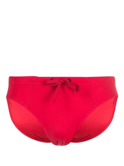 Karl Lagerfeld Logo-print Swimming Trunks In Red