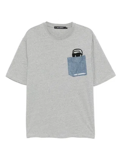 Karl Lagerfeld Logo-print T-shirt In Gray