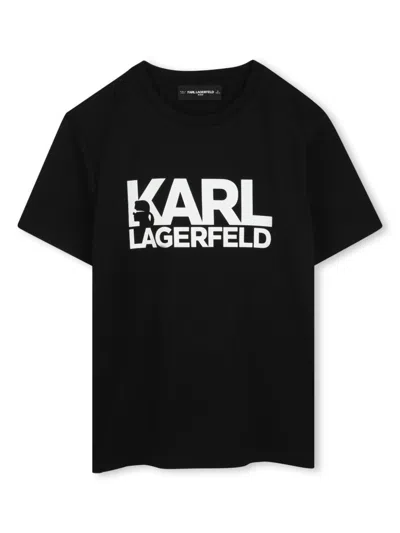 Karl Lagerfeld Kids' Logo-print T-shirt In 黑色