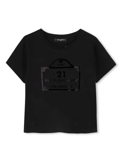 Karl Lagerfeld Kids' Logo-print T-shirt In Black