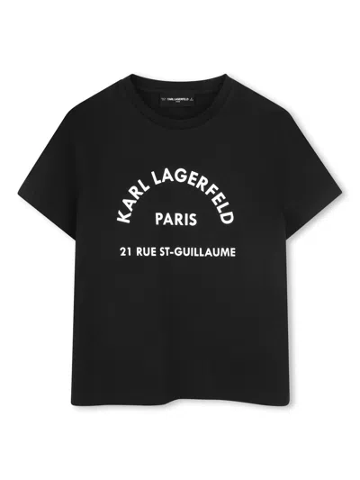 Karl Lagerfeld Kids' Logo-print T-shirt In Black