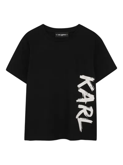 Karl Lagerfeld Kids' Logo-print T-shirt In Black