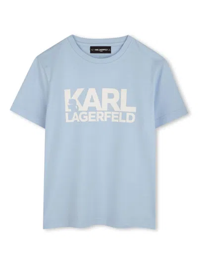 Karl Lagerfeld Kids' Logo-print T-shirt In Blue