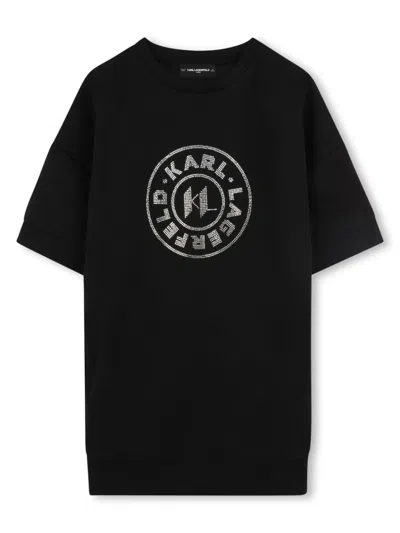 Karl Lagerfeld Kids' Logo-print T-shirt Dress In Black