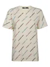 Karl Lagerfeld Cotton T-shirt With All Over Logo In Nude