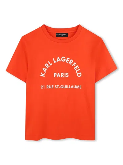 Karl Lagerfeld Kids' Logo-print T-shirt In Orange