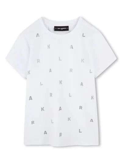 Karl Lagerfeld Kids' Logo-print T-shirt In White