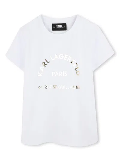 Karl Lagerfeld Kids' Logo-print T-shirt In White