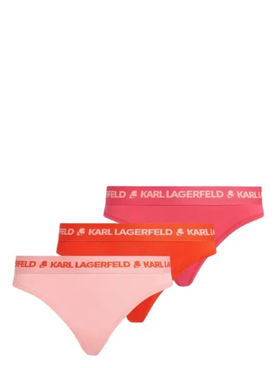 Karl Lagerfeld Logo-print Thongs (pack Of Three) In Orange