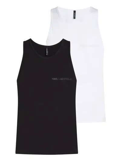 Karl Lagerfeld Logo-print Tops (set Of Two) In 白色