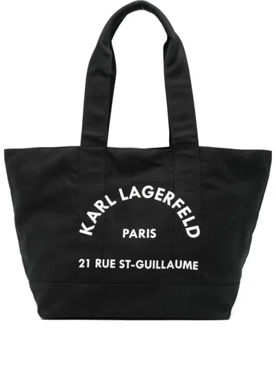 Karl Lagerfeld Logo-print Tote Bag In Black