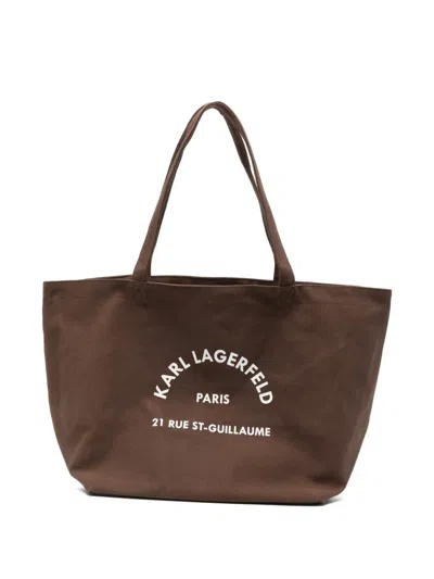 Karl Lagerfeld Logo-print Tote Bag In Brown