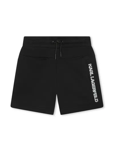 Karl Lagerfeld Kids' Logo-print Track Shorts In Black