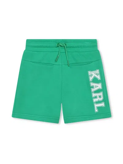 Karl Lagerfeld Kids' Logo-print Track Shorts In Green